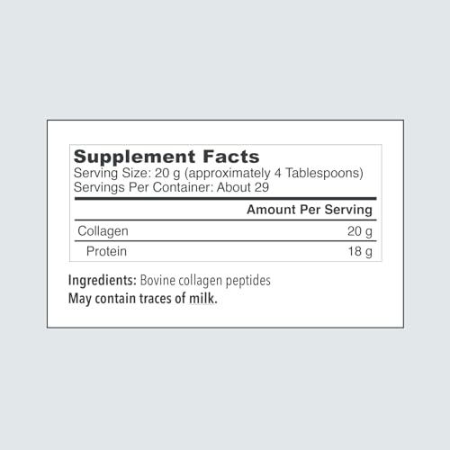 Vital Proteins Collagen Peptides, Food Supplement Powder, Hydrolyzed Collagen (Type I, III), Unflavored, for Skin, Hair, Nails, Gluten Free, 20g Collagen per Serving, 587g