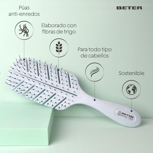 Cepillo Esqueleto Beter Natural Fiber – Antitirones, Desenredante y Sostenible para Todo Tipo de Cabello