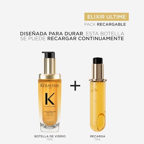Kérastase Elixir Ultime, Original Refillable Oil, Anti-Frizz Hair Oil, Leave-In Thermo-Protective Treatment, 75 ml
