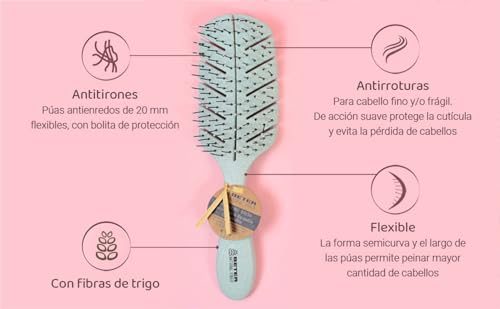 Cepillo Esqueleto Beter Natural Fiber – Antitirones, Desenredante y Sostenible para Todo Tipo de Cabello