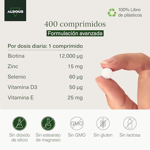 Biotin + Zinc + Selenium - 400 Tablets 12,000 mcg (1+ Year Supply) - Hair Vitamins - Biotin for Hair, Strengthens Skin and Nails - With Vitamin D3 and E - No Additives