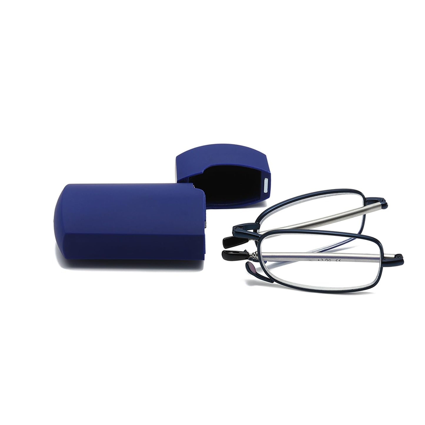 Hubeye Folding Metal Reading Glasses with Spring Hinge and Telescopic Temples Anti Blue Light Reading Glasses with Portable Pocket Case 2.00