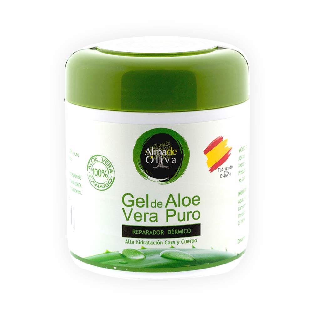 100% Aloe Vera Gel from the Canary Islands, natural moisturizing cream 500 ml for skin irritated by waxing and shaving/sunburn and insect bites. Facial and body use