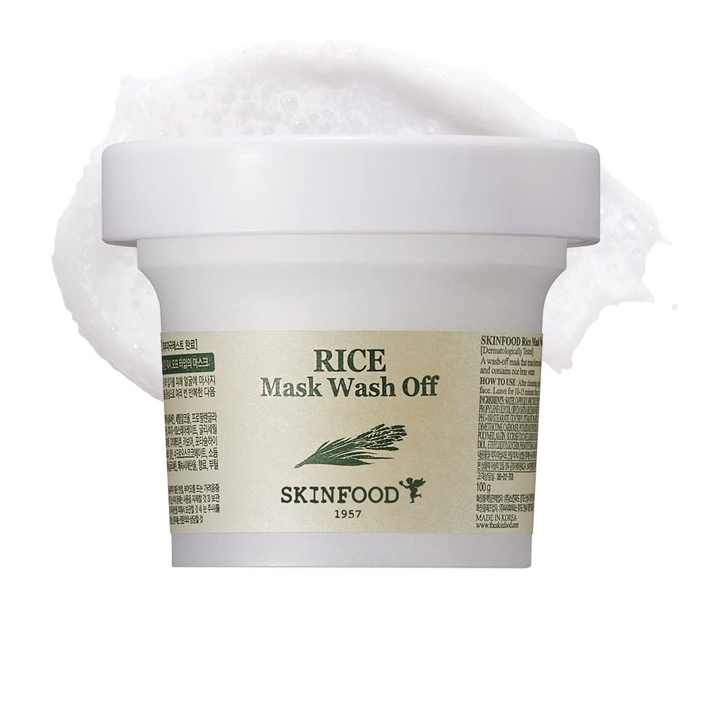 SKIN FOOD since 1957 Rice Mask 120g- White Rice Exfoliating Scrub, Face Masks for Dark Skin, Facial Cleanser, Pore Scrub, (4.23 oz)