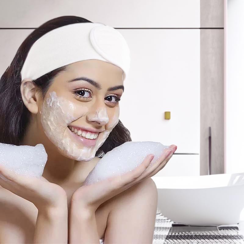 BangShou 6 Pieces Makeup Headbands Adjustable Women's Makeup Headbands for Face Washing, Spa, Beauty (White)