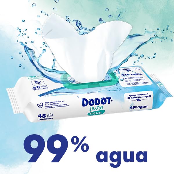 Dodot Toallitas Pure Aqua 99% Agua, 100% Fibras Vegetales - 864 uds