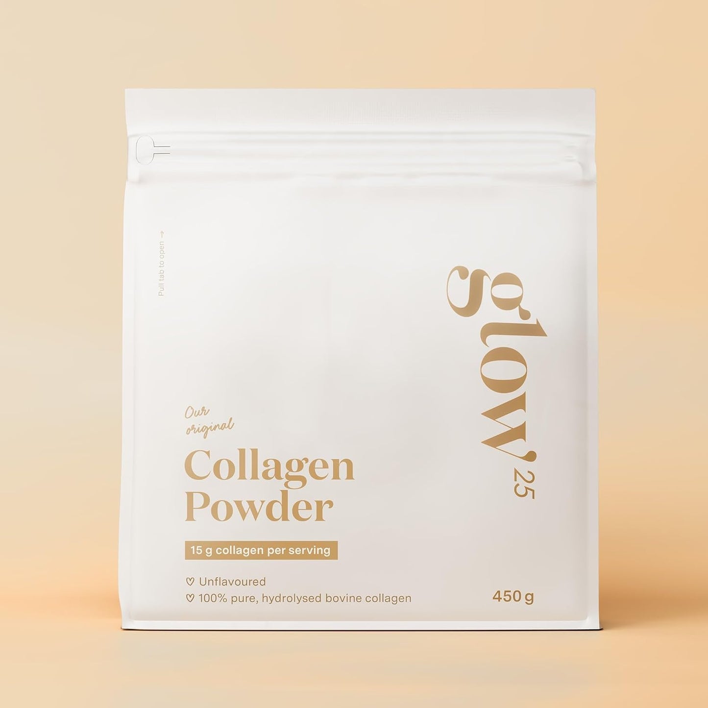Glow25® Colágeno Hidrolizado en Polvo 450g - Péptidos Tipo 1 y 3