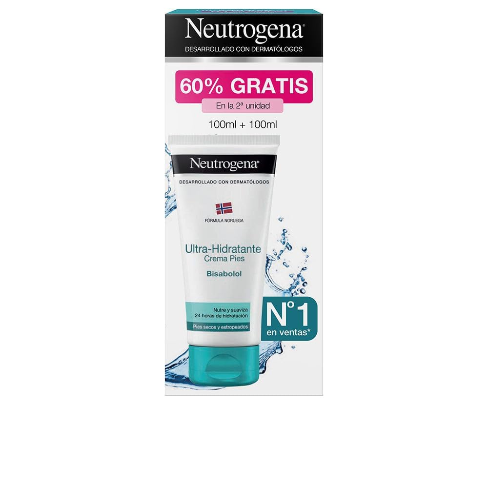 Neutrogena Norwegian Formula Ultra Moisturizing Foot Cream (2 x 100 ml pack), foot cream for dry and rough feet, moisturizing cream with 40% Glycerin and Bisabolol