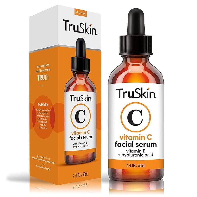 TruSkin Vitamin C Serum - Sérum anti-age à la vitamine C avec acide hyaluronique, vitamine E, aloès - Sérum éclaircissant pour les taches brunes, les ridules et les rides, 2 Fl Oz 60ml