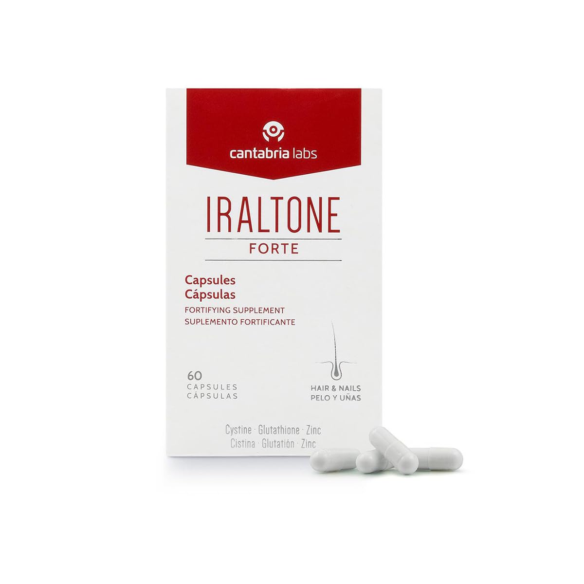 Iraltone Forte Cápsulas - Complemento Anticaída Capilar y Fortalecedor, 60 Uds