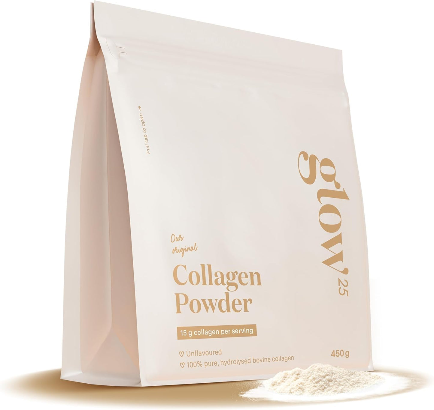 Glow25® Colágeno Hidrolizado en Polvo 450g - Péptidos Tipo 1 y 3