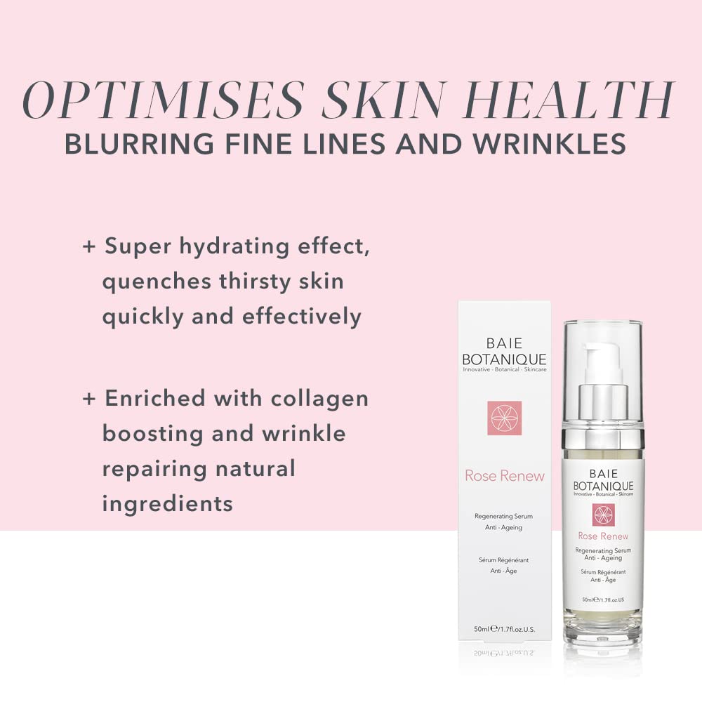 Baie Botanique Anti-Aging Face Serum 50ml - Rose Water, Rose Absolute, Rosehip Seed Oil, Glycolic Acid - Award Winning - 98% Natural, 80% Organic