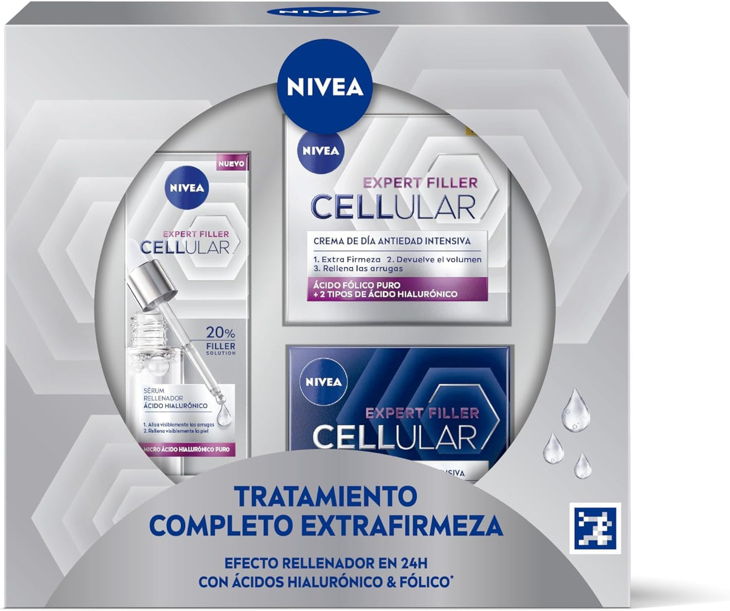 NIVEA Cellular Expert Filler Anti-Aging Routine Pack, set of filling creams, gift box with day cream with SPF30 (1 x 50 ml), night cream (1 x 50 ml) and serum with pipette (1 x 30 ml)