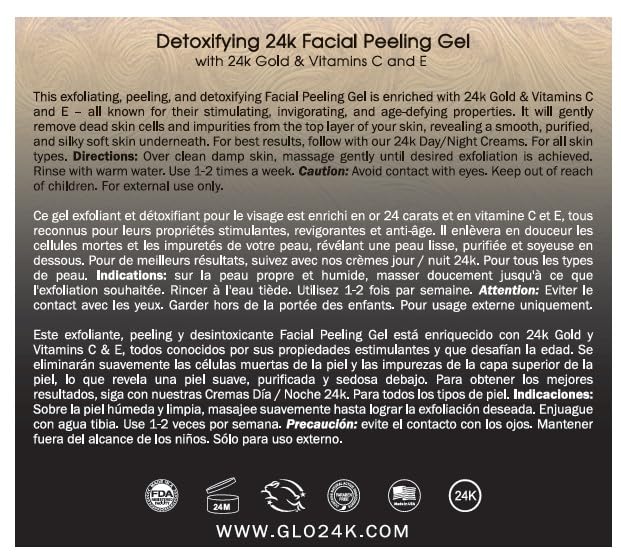 GLO24K Facial Exfoliating Gel with 24k, Anti-Aging Formula with Vitamins C and E