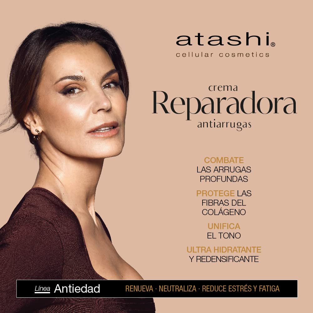 Atashi Anti-Aging | Anti-Wrinkle Repair Cream | Reduces Wrinkles, Firms and Rejuvenates | Natural Botox Effect | With Retinol, Collagen and Vitamin C and E | Suitable for Sensitive Skin | 50 ml