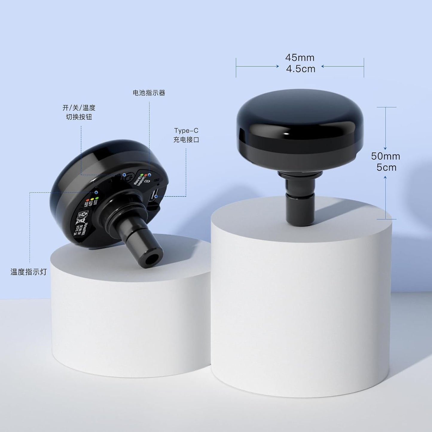 AERLANG Pistola de Masaje con Calor - 20 Niveles, 7 Cabezales y LED