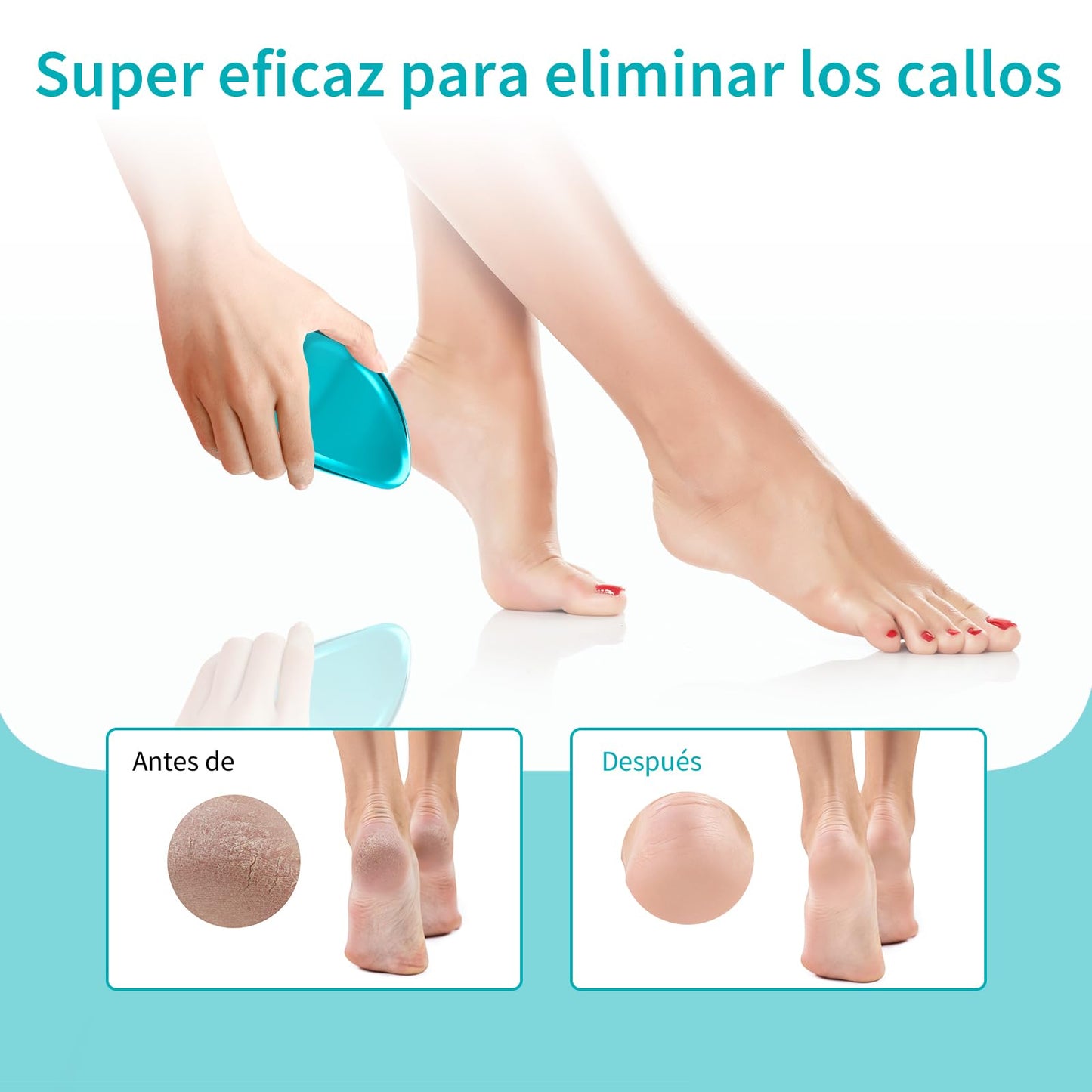 AnjoCare 2 in 1 Nano Glass Foot File, Callus Remover, Hard Dead Skin Remover, Professional Portable Foot Rasp for Cracked Skin, Pedicure Beauty Tool for Foot Care(Blue)