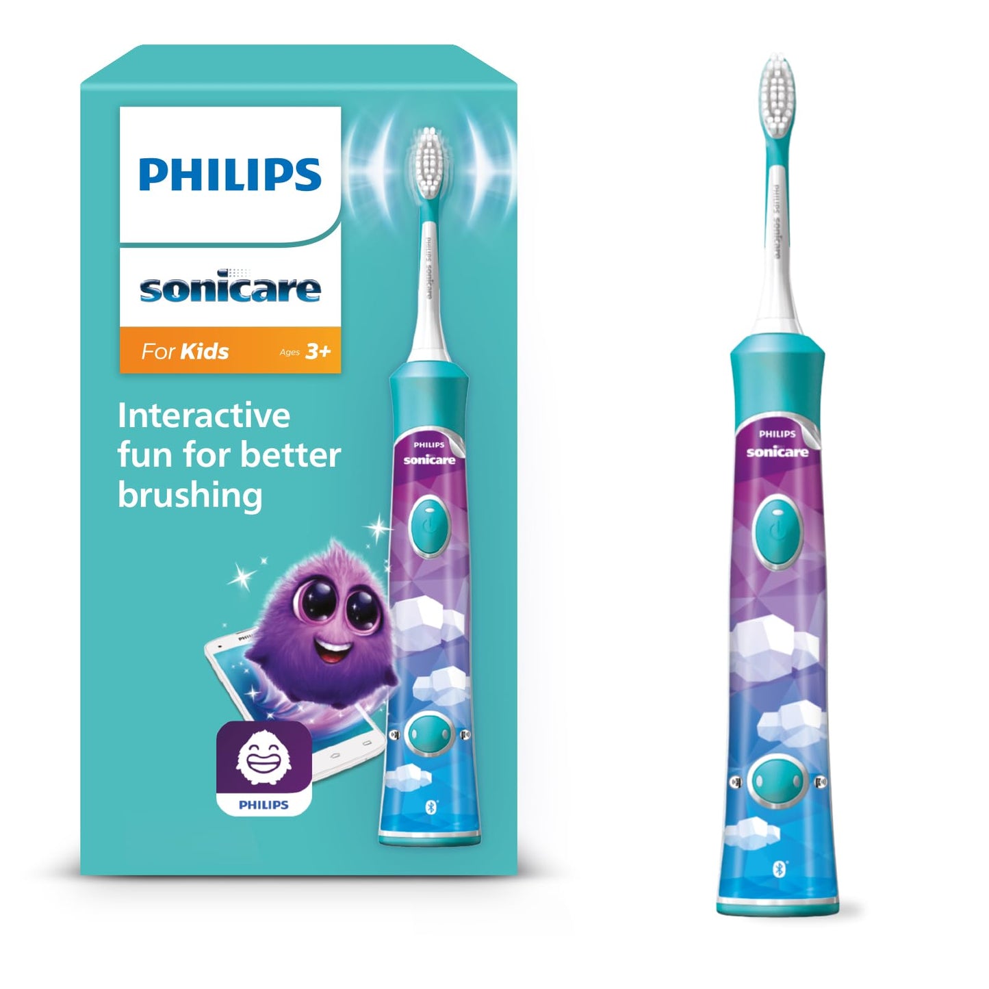 Philips Sonicare for Kids – Cepillo de Dientes Eléctrico Sónico con Bluetooth (Modelo HX6322/04)
