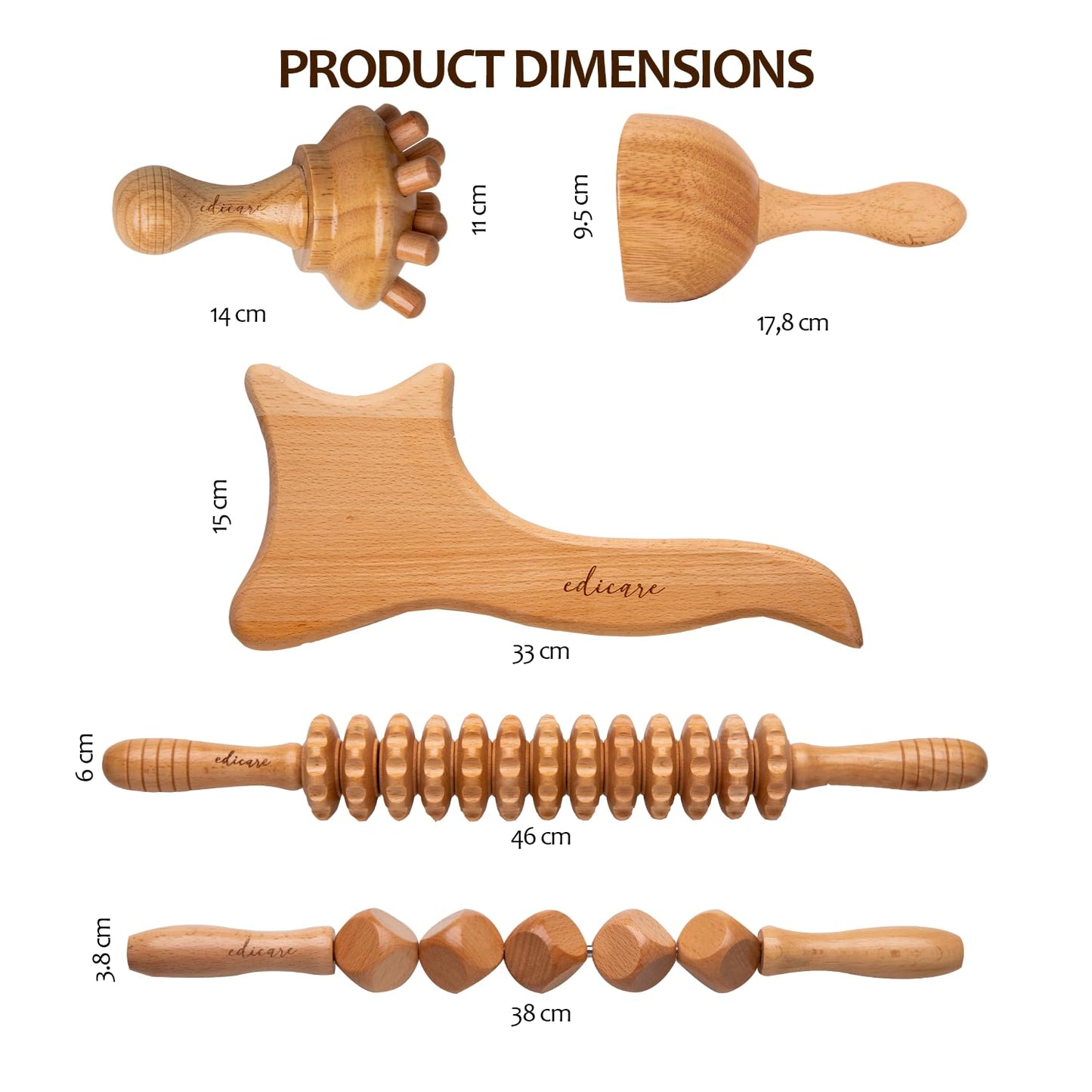 Kit de Maderoterapia Edicare - Masajeador Anticelulítico y Relajante