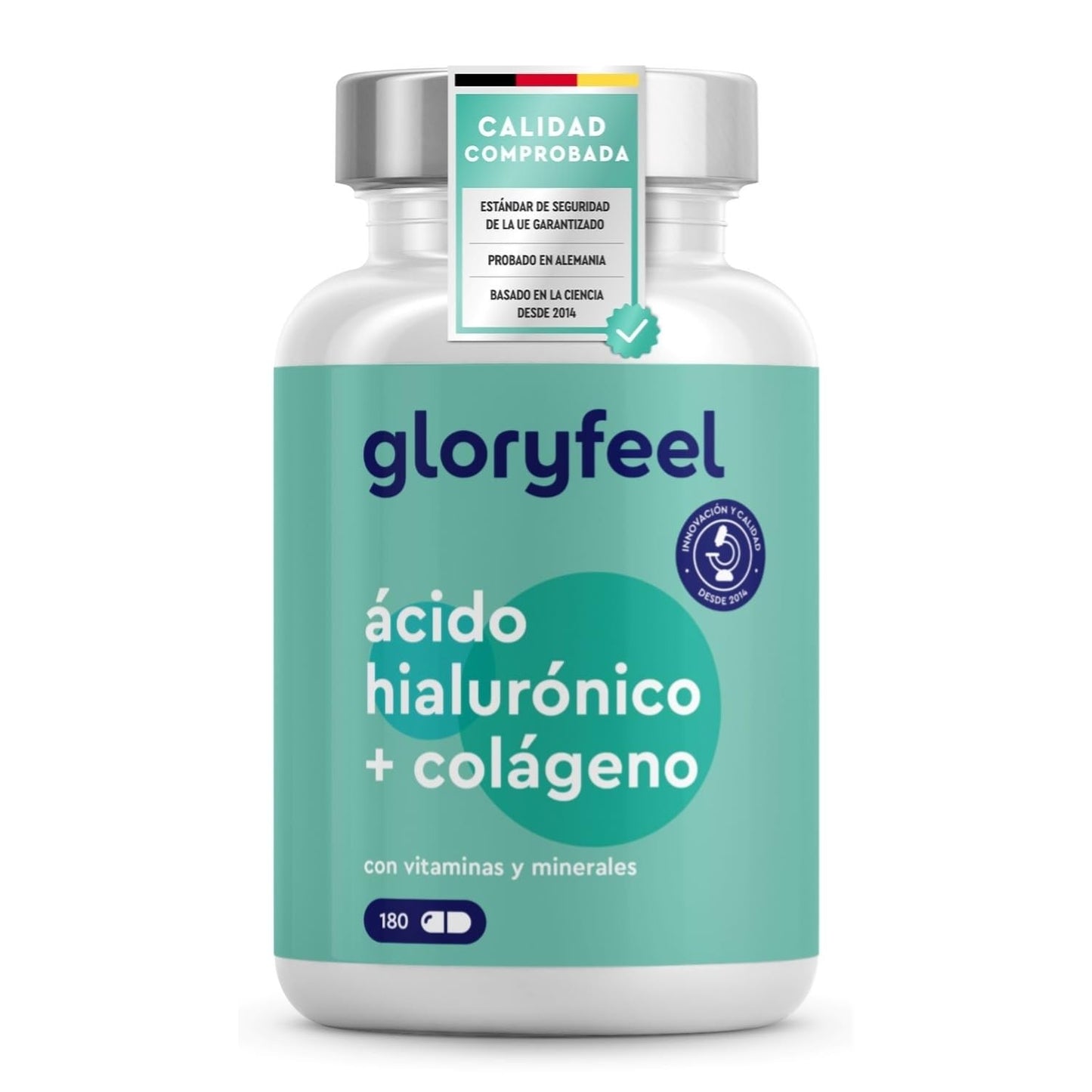 Collagen + Hyaluronic Acid + Natural Vitamin C + Biotin + Zinc + Selenium + Bamboo Extract - For Skin, Joints, Bones and Hair - 180 Capsules (3 Month Supply)