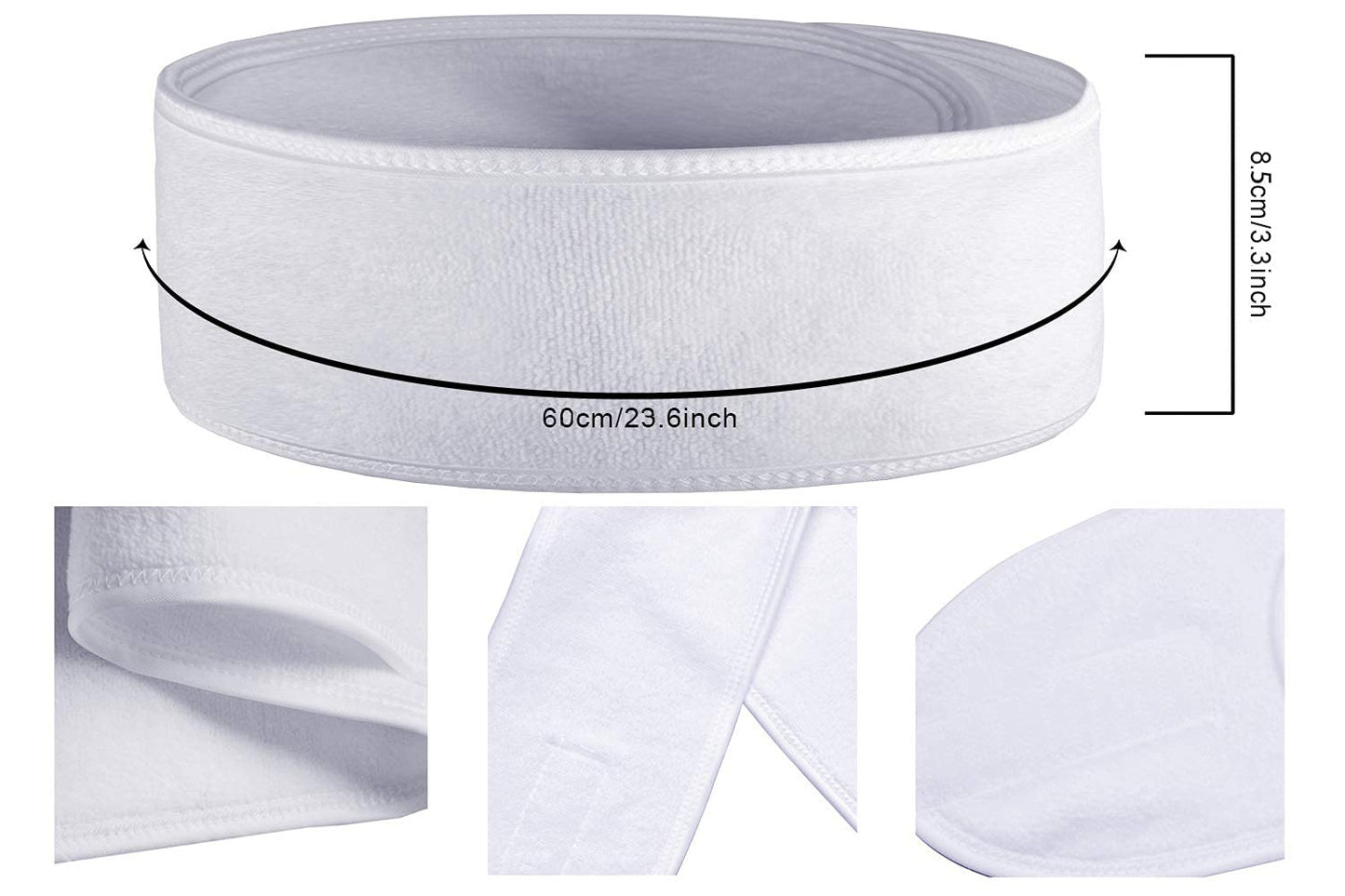 BangShou 6 Pieces Makeup Headbands Adjustable Women's Makeup Headbands for Face Washing, Spa, Beauty (White)