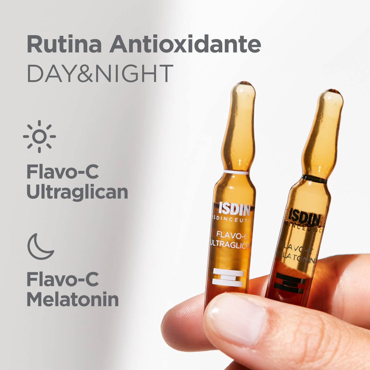 Isdin Isdinceutics Pack Day & Night Flavo-C Ultraglican + Flavo-C Melatonin | Antioxidant Repair Day and Night Treatment Single Dose 10 + 10 x 2ml