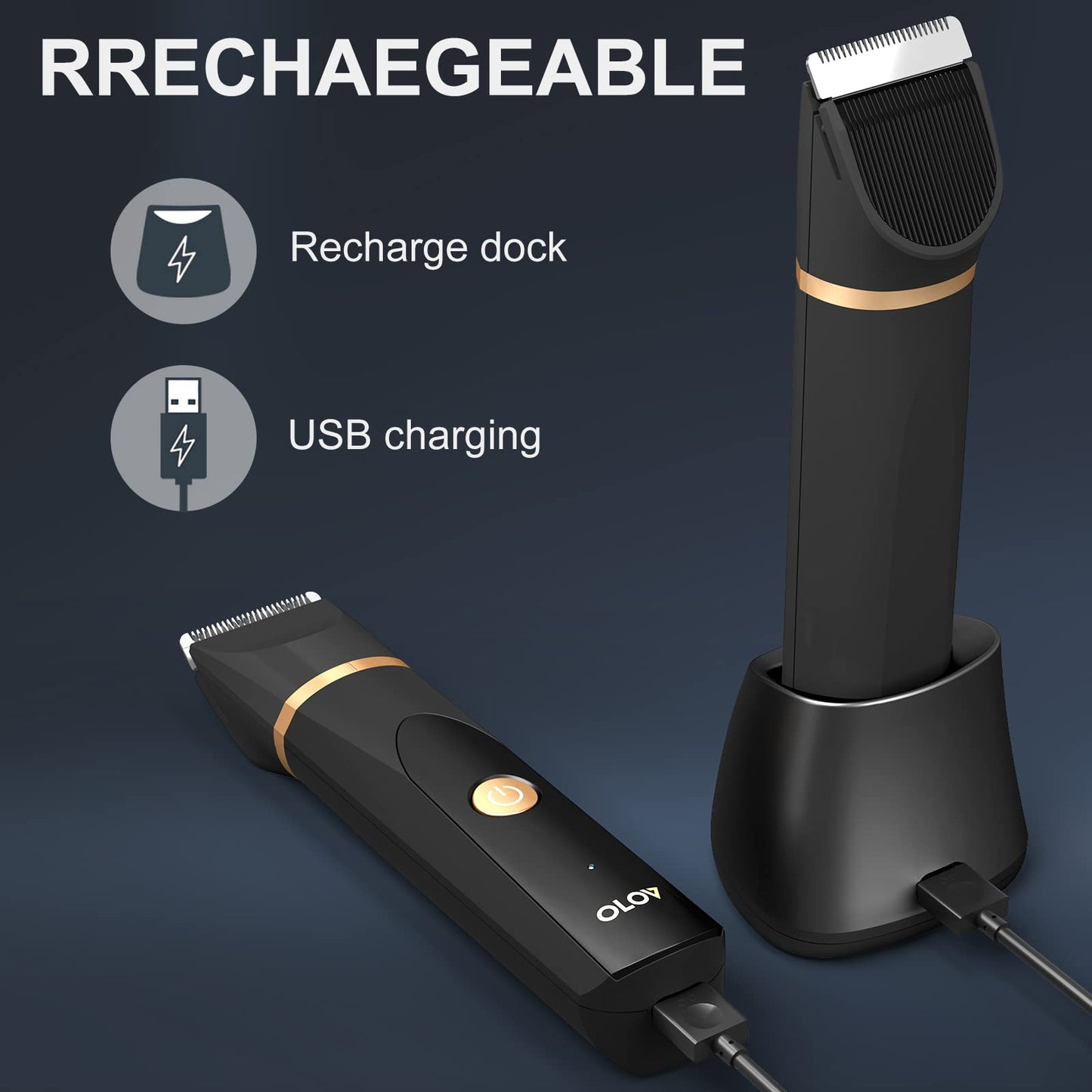 OLOV Afeitadora Corporal Masculina - Cuchilla de Cerámica y Base USB