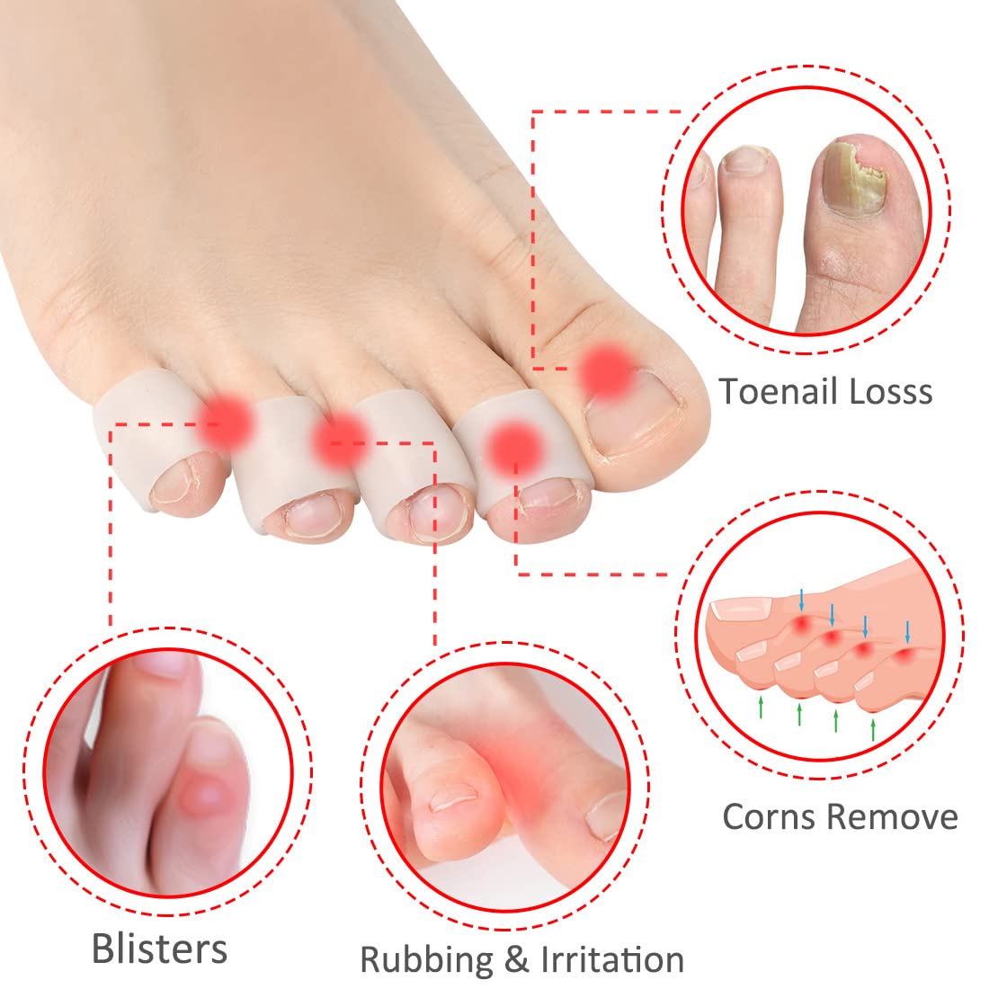 20 Protectores de Dedos de Gel - Alivio del Dolor y Protección para Ampollas y Rozaduras