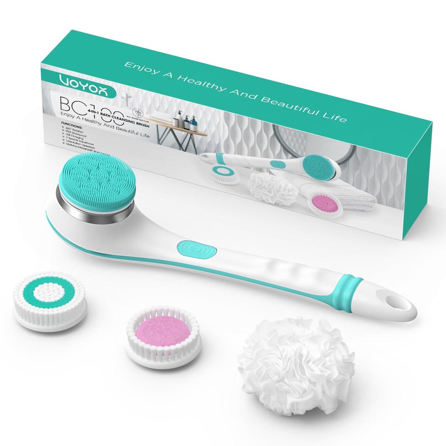 VOYOR Cepillo Corporal Eléctrico 4 en 1 – Limpieza y Exfoliación Total