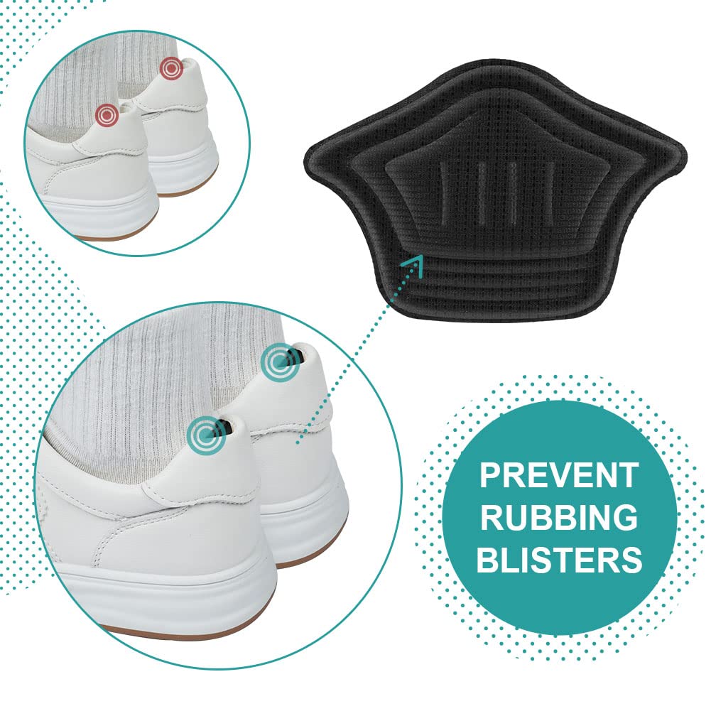 ACWOO Almohadillas de Talón Autoadhesivas - 4 Pares, Cómodas y Suaves, Evitan Ampollas y Fricción, Adecuadas para Hombres y Mujeres, 10mm