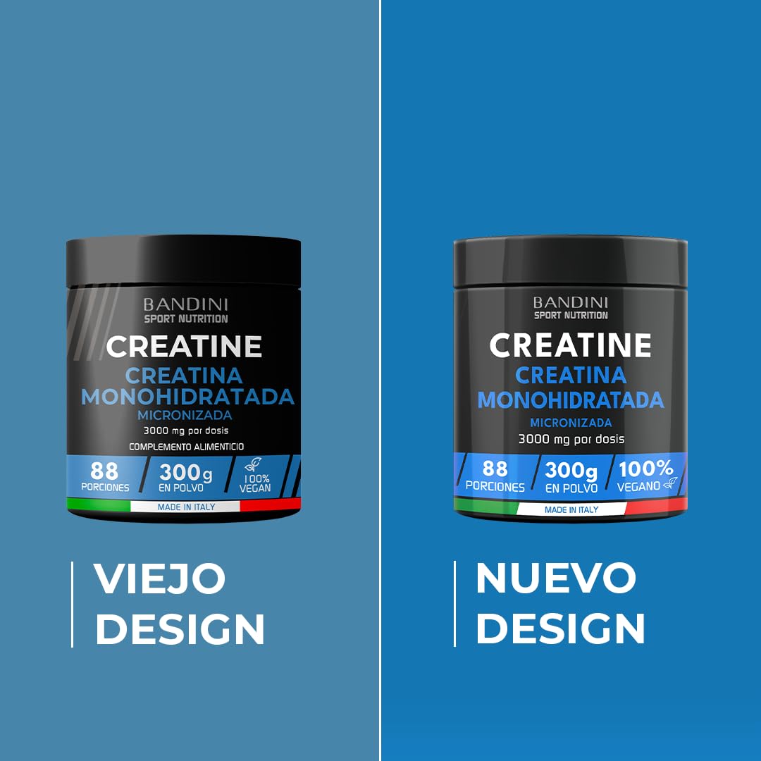 Bandini® Micronized Creatine Powder - 100% Pure Creatine Monohydrate Powder for Muscle Performance and Power - Unflavored - Includes Scoop - 88 Servings - 300 Grams Vegan