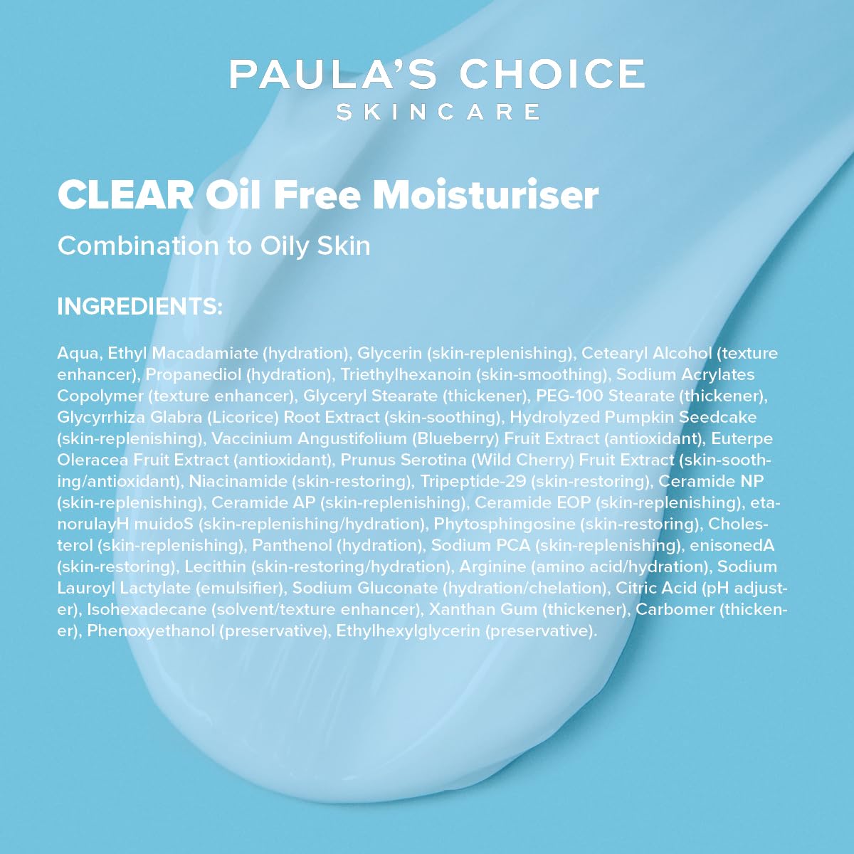 Paula's Choice CLEAR Oil Free Facial Moisturizer - Ultralight Texture Night Cream, Fights Blackheads and Blemishes - with Niacinamide - Combination & Oily Skin - 60 ml