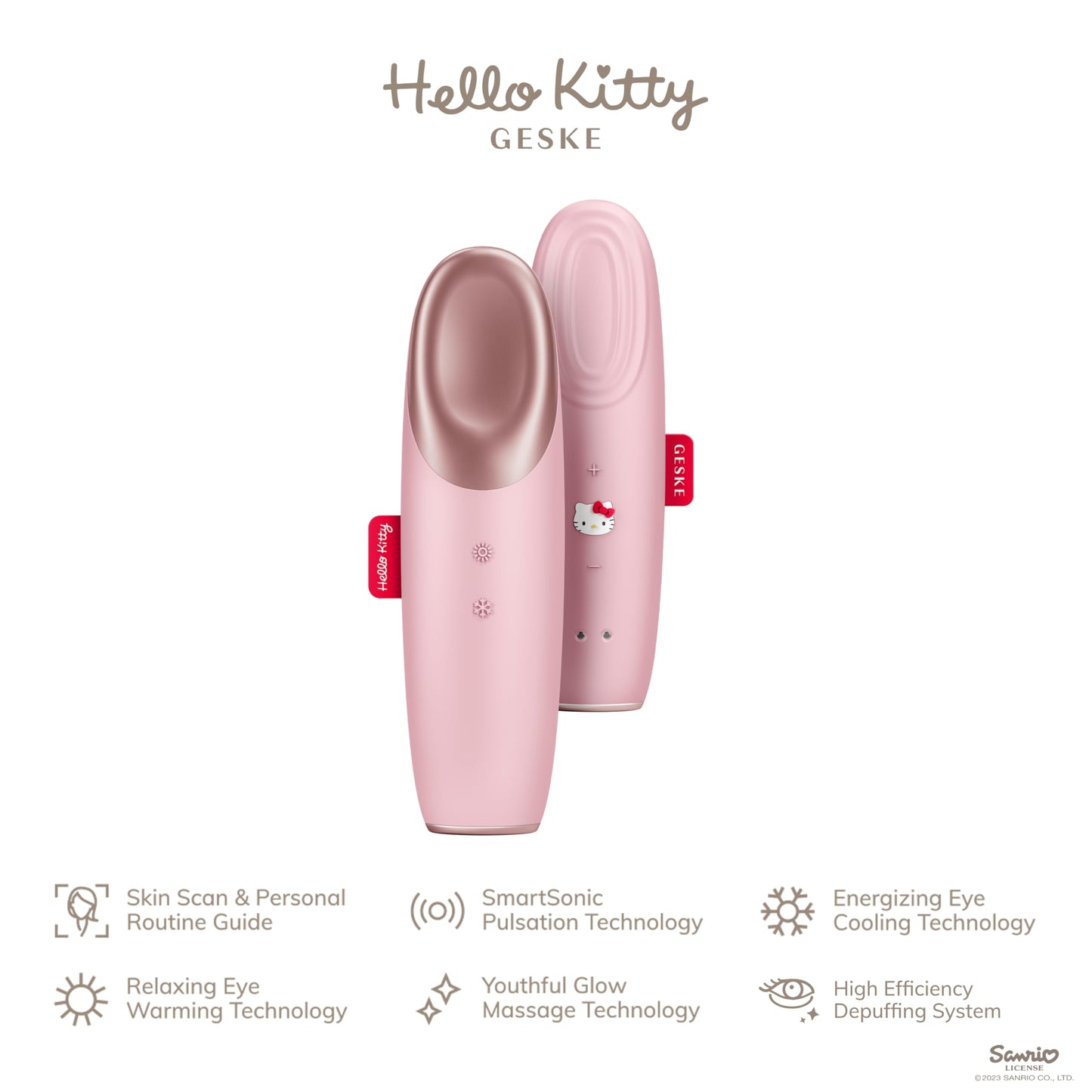 GESKE x Hello Kitty | SmartAppGuided™ Warm & Cool Eye Energizer | 6 in 1 | Eye Massager | Anti-dark circles massager | Eliminates bags and drooping eyelids | Electric eye massage