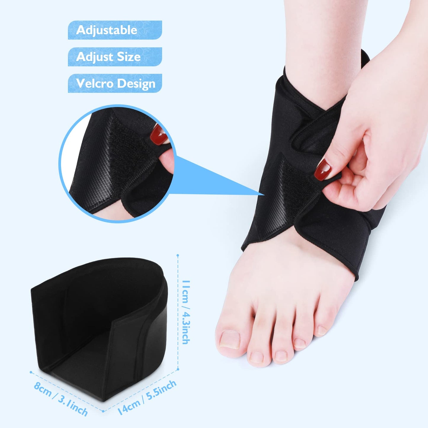 Ice Pack for Pain Relief, Adjustable Ankle Gel Ice Wrap for Heel Pain, Dry Cracked Heels, Sprain, Sports Injuries 1 Pcs