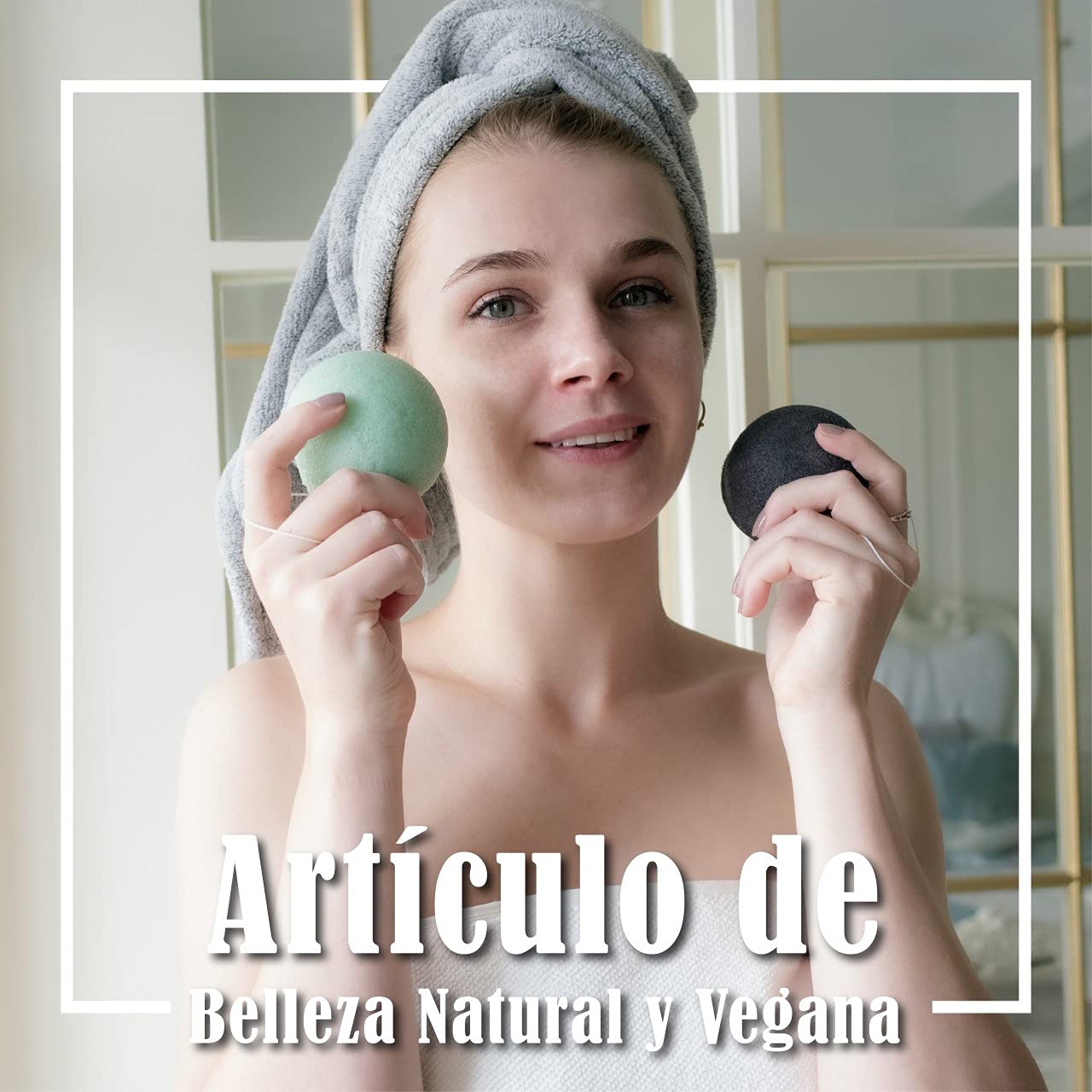 myHomeBody Natural Konjac Facial Sponges - for Gentle Facial Cleansing and Exfoliation - with Activated Charcoal and Aloe Vera, 4-Piece Set