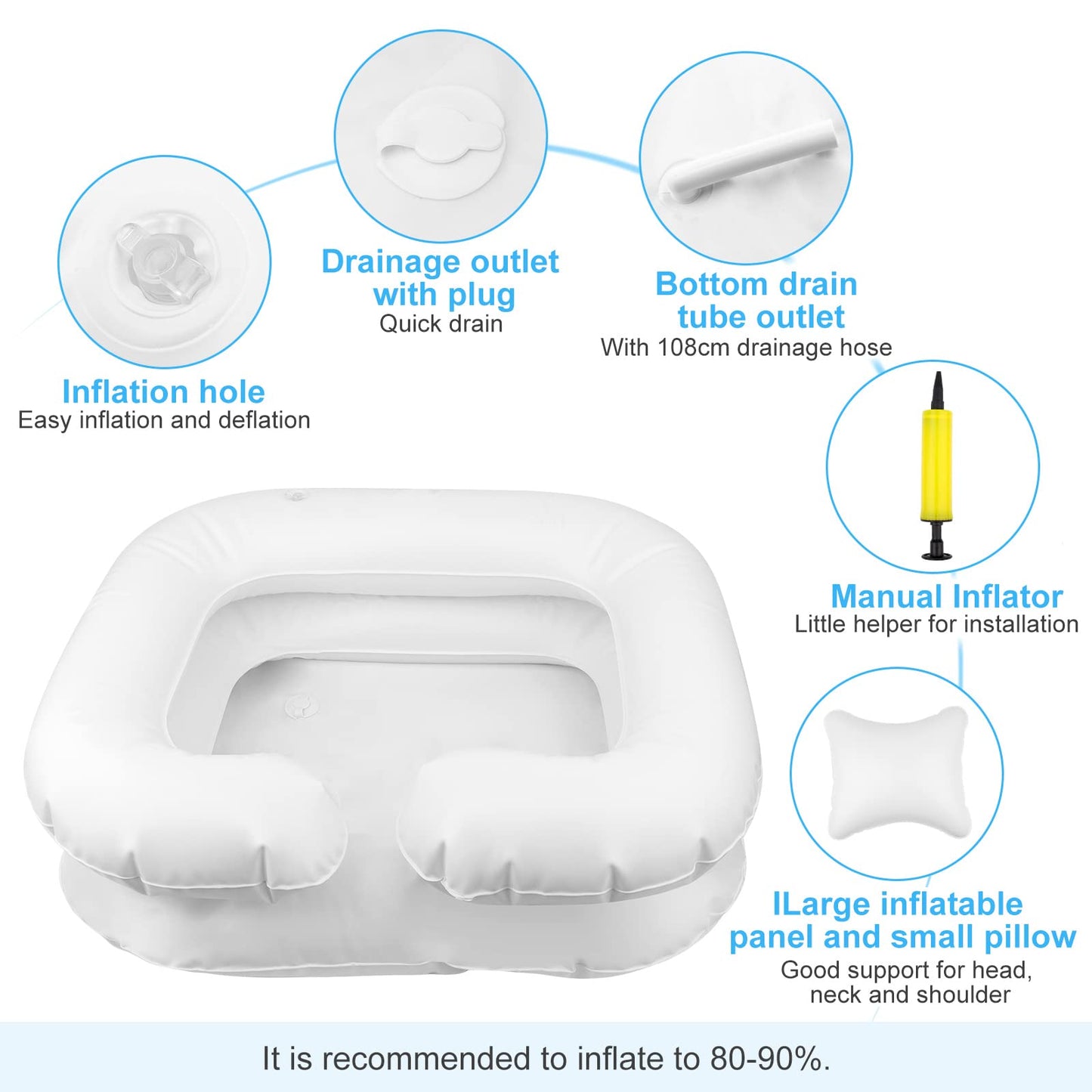 Lavacabezas Portátil Hinchable con Almohada - LTZGO