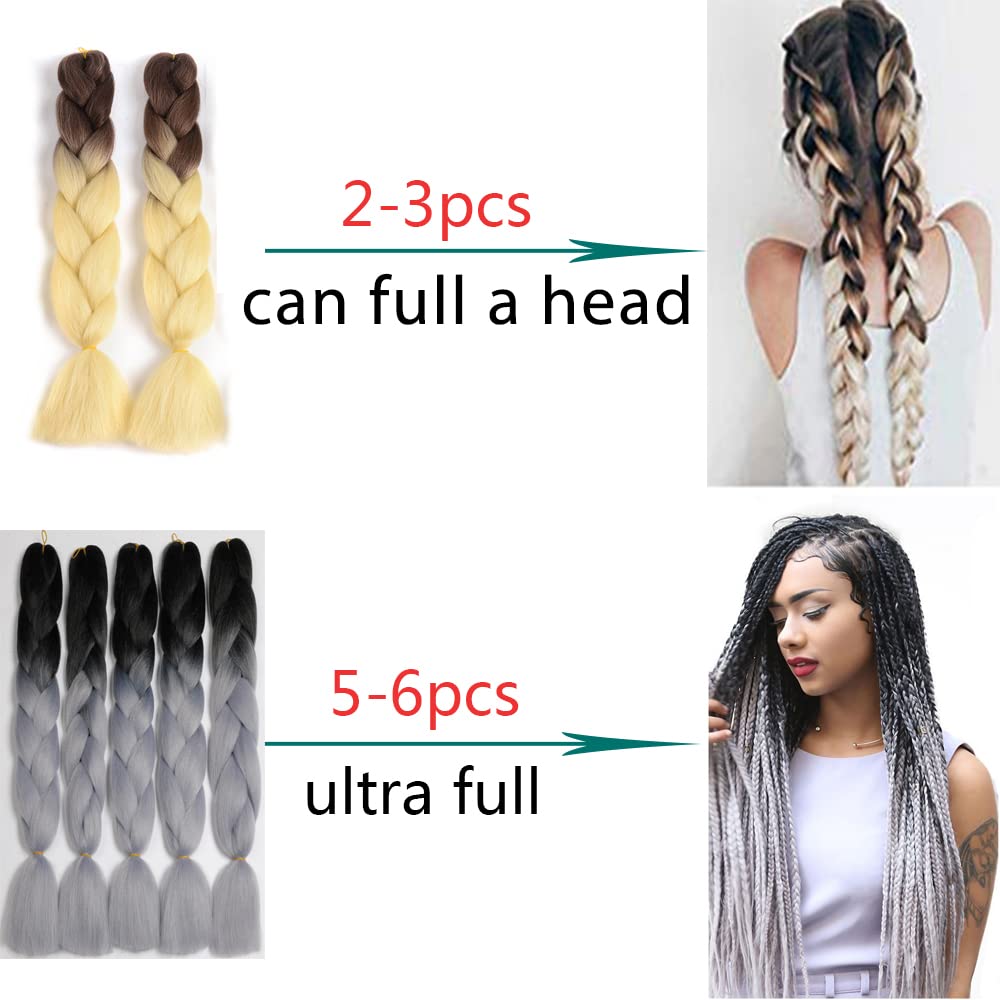 ShowJarlly 5 Piezas Extensiones de Pelo Africanas Trenzas 24" - Negro Natural