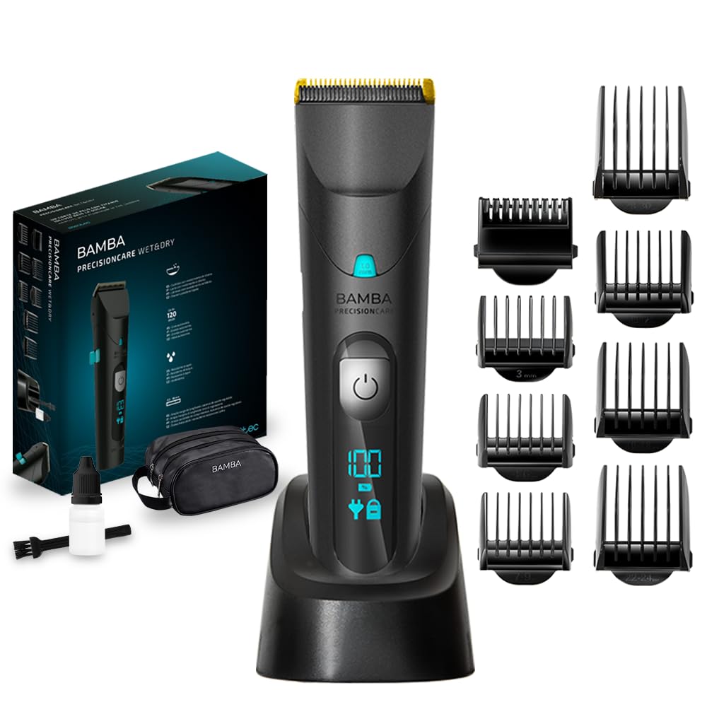 Cecotec Bamba PrecisionCare Wet&Dry Hair Clipper. Stainless Steel Blades with Titanium Coating, Lithium Battery, Autonomy up to 120 min, Lengths 0.5-30 mm, 8 Combs