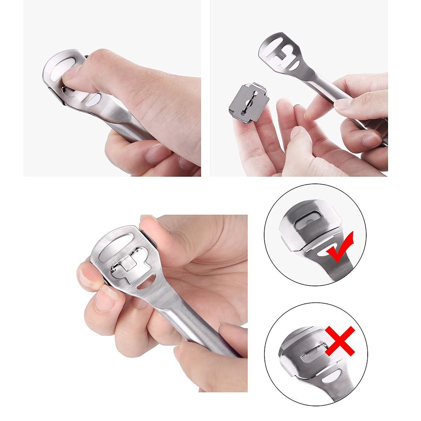 Econtal Steel Callus Remover, Callus Remover, Foot Scraper for Hard Skin and Calluses, Foot File for Hands and Heels, Callus and Hard Skin Remover, 10 Blades and Box