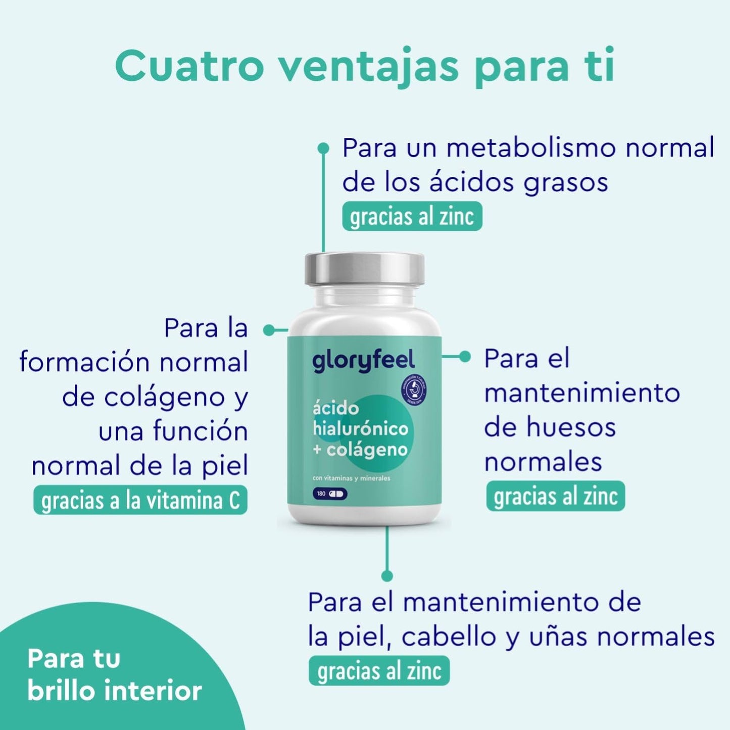 Collagen + Hyaluronic Acid + Natural Vitamin C + Biotin + Zinc + Selenium + Bamboo Extract - For Skin, Joints, Bones and Hair - 180 Capsules (3 Month Supply)