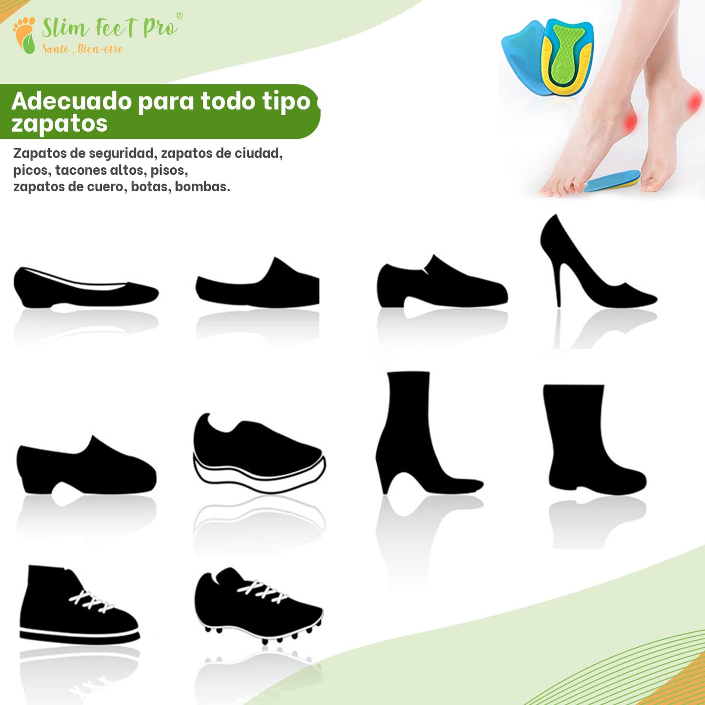 Slim Feet PRO - Taloneras de Gel Ortopédico, Fascitis y Espolón Calcáneo