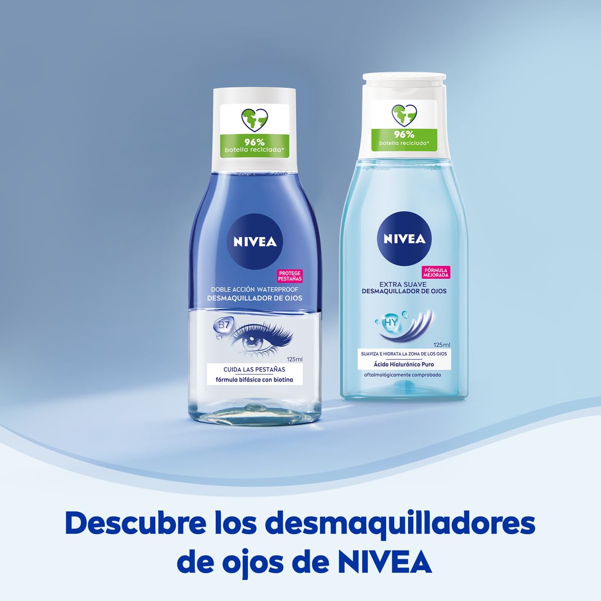 NIVEA Double Action Eye Make-up Remover (1 x 125 ml), make-up remover liquid for the sensitive eye area, quick and gentle facial cleansing