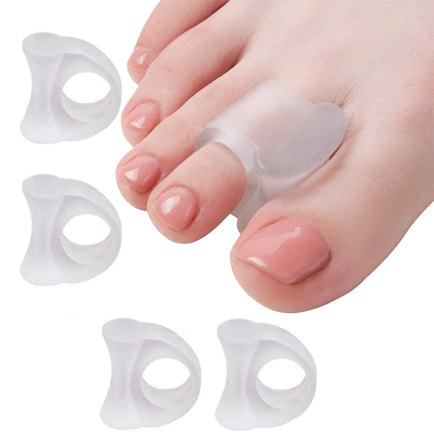 4 Pcs Separadores de Dedos de Silicona - Correctores para Dedos Superpuestos y Alivio del Dolor