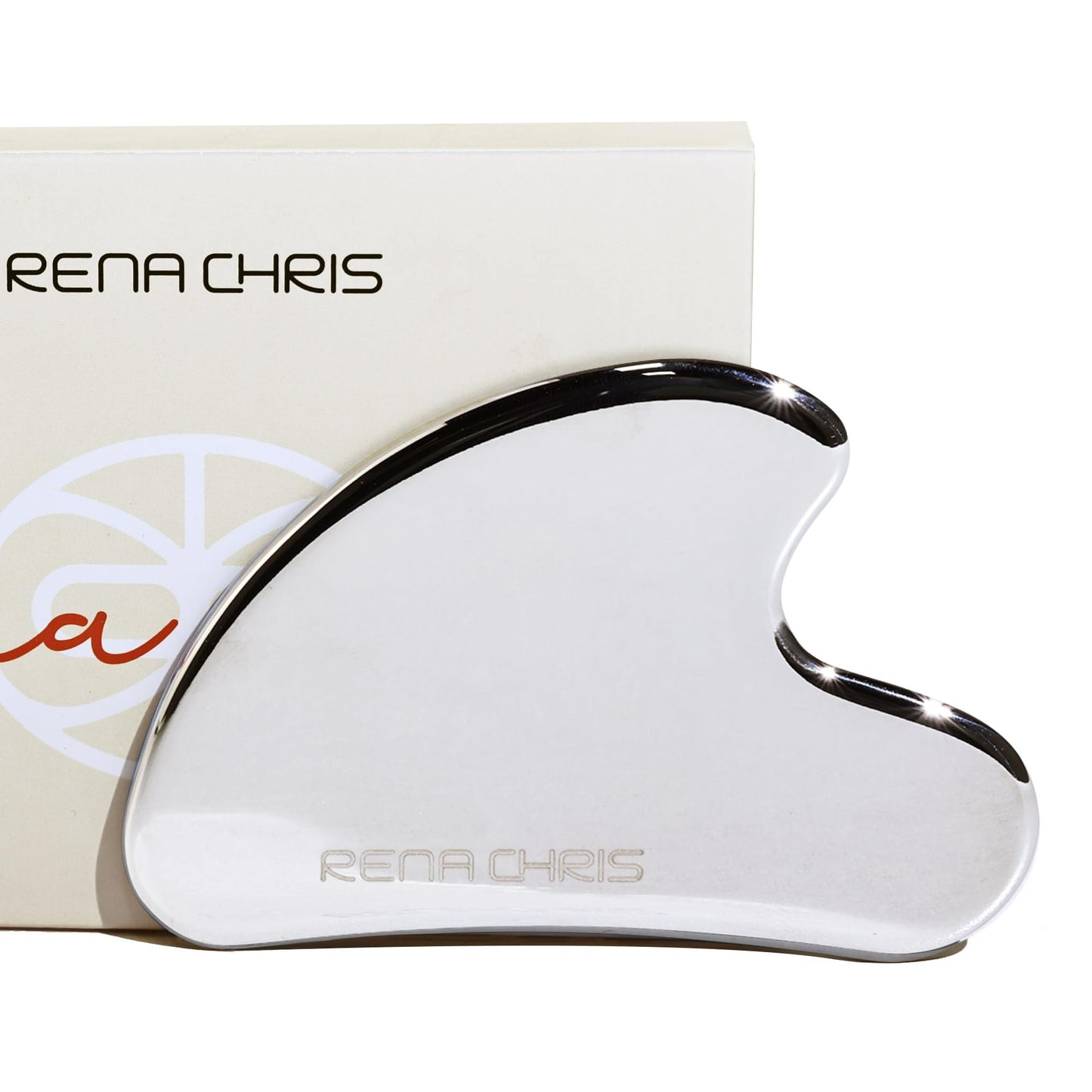 Rena Chris Gua Sha Facial Massager, Stainless Steel GuaSha Stone for Sculpting Jawline, Removing Eye Bags, Skin Care Gifts(Silver)