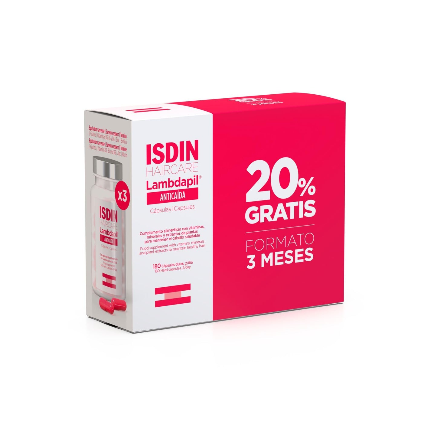 ISDIN Lambdapil 180 Cápsulas Anticaída - Nutrición y Crecimiento Capilar