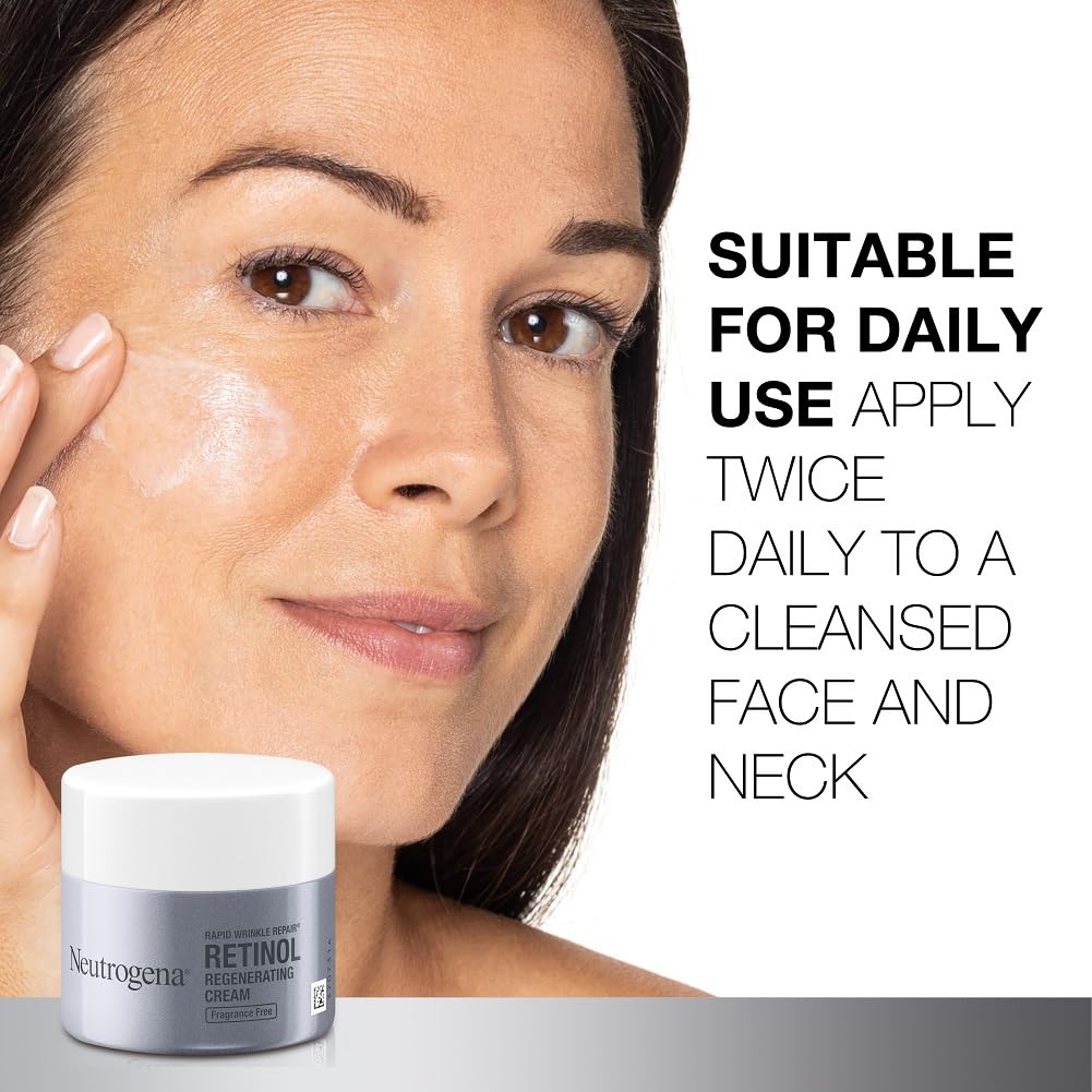 Neutrogena Rapid Wrinkle Repair Fragrance Free Anti-Wrinkle Retinol Moisturizer with Hyaluronic Acid for Face and Neck, 1.7 oz