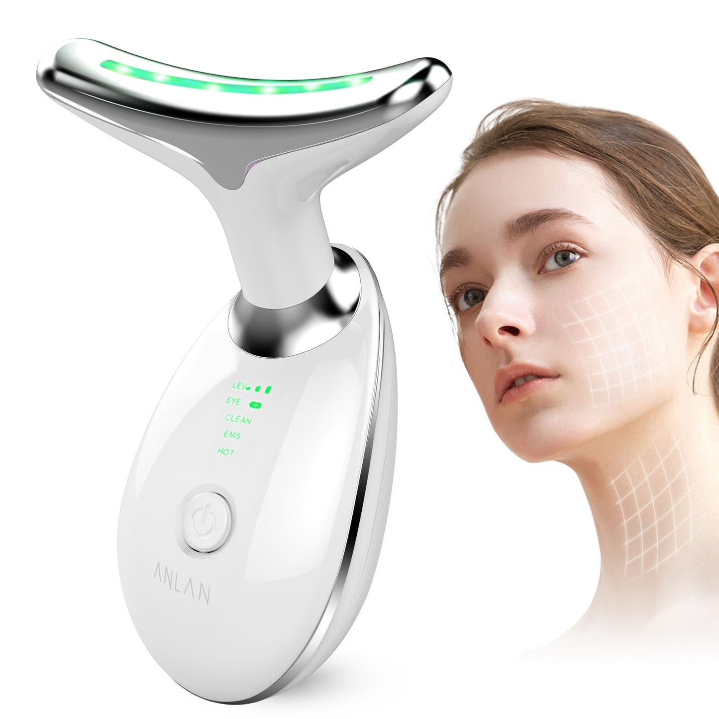 Masajeador Facial y Cuello ANLAN - EMS, LED y Calor
