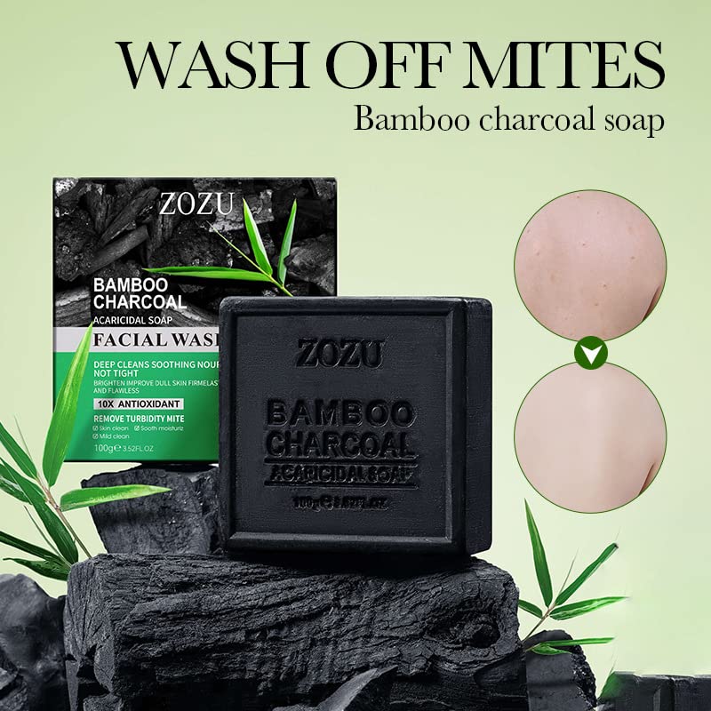 Jabón Natural de Carbón de Bambú - Exfoliante Corporal y Facial, Antimanchas y Antiacné, Hidrata y Suaviza la Piel, Apto para Todo Tipo de Piel