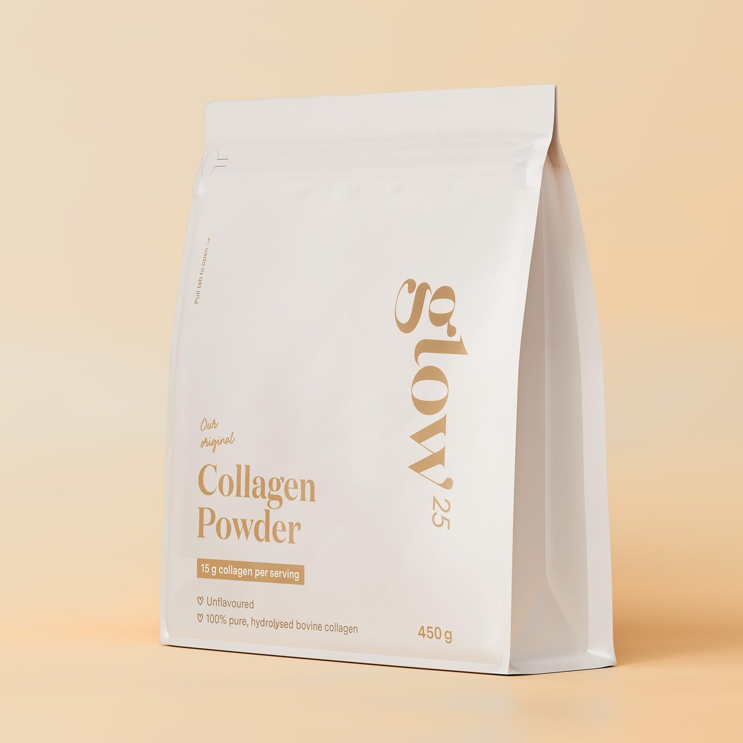 Glow25® Colágeno Hidrolizado en Polvo 450g - Péptidos Tipo 1 y 3