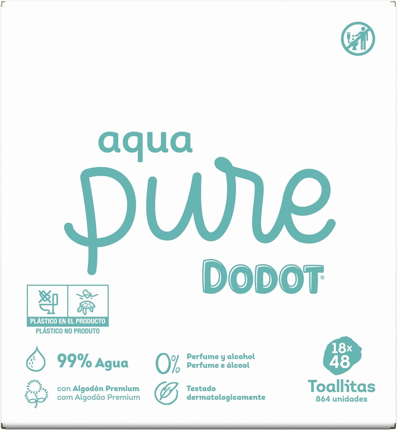 Dodot Toallitas Aqua Pure Bebé, 99% Agua, 864 Toallitas (14+4 Gratis)